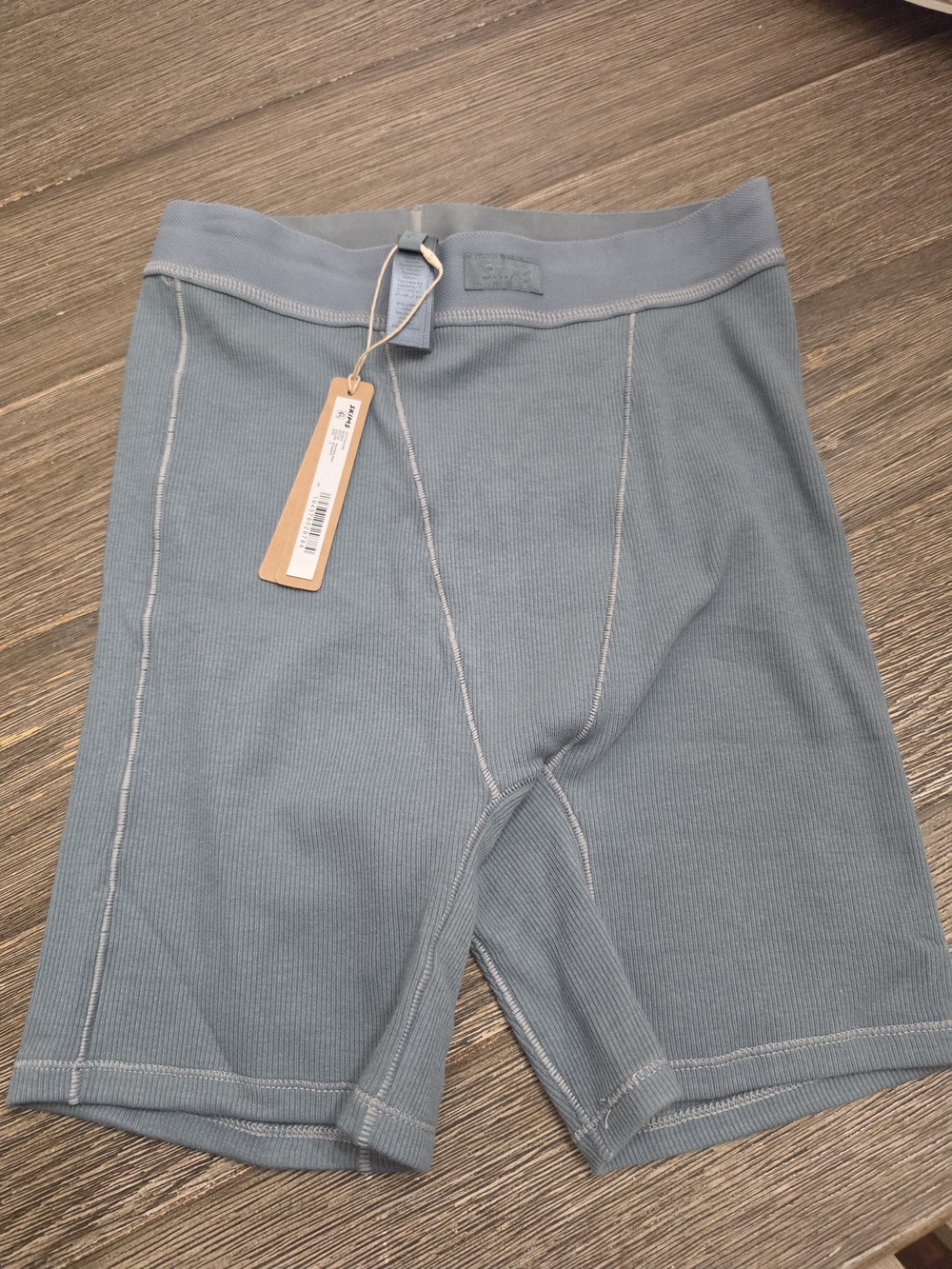 SKIMS Cotton Ribbed Boxer in Dusty Blue